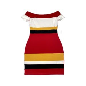 Red Striped Body Con Dress